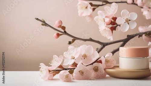  ai generative of cherry blossom with pastel stage