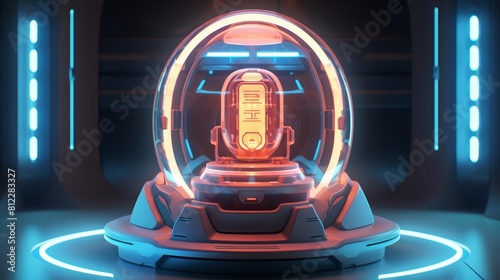 An empty futuristic display capsule waiting to showcase your game or product