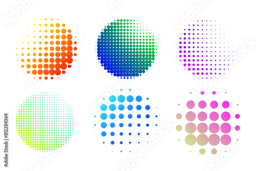 colorful gradient halftone circles set © jackreznor