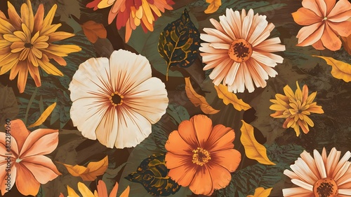  Explore the rich autumnal textures of floral patterns  perfect for infusing warmth and depth into your design projects. 