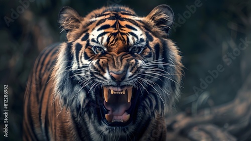 Angry tiger head,Wild animals