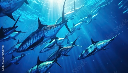Giant Marlin fish in the ocean, beautiful view of marlin fish in the blue ocean © Virgo Studio Maple