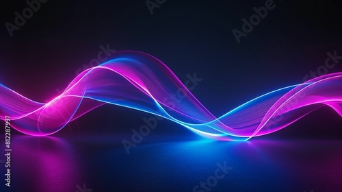 Purple and Blue Wave on Black Background