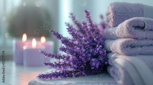 Lavender and candles in a tranquil spa ambiance
