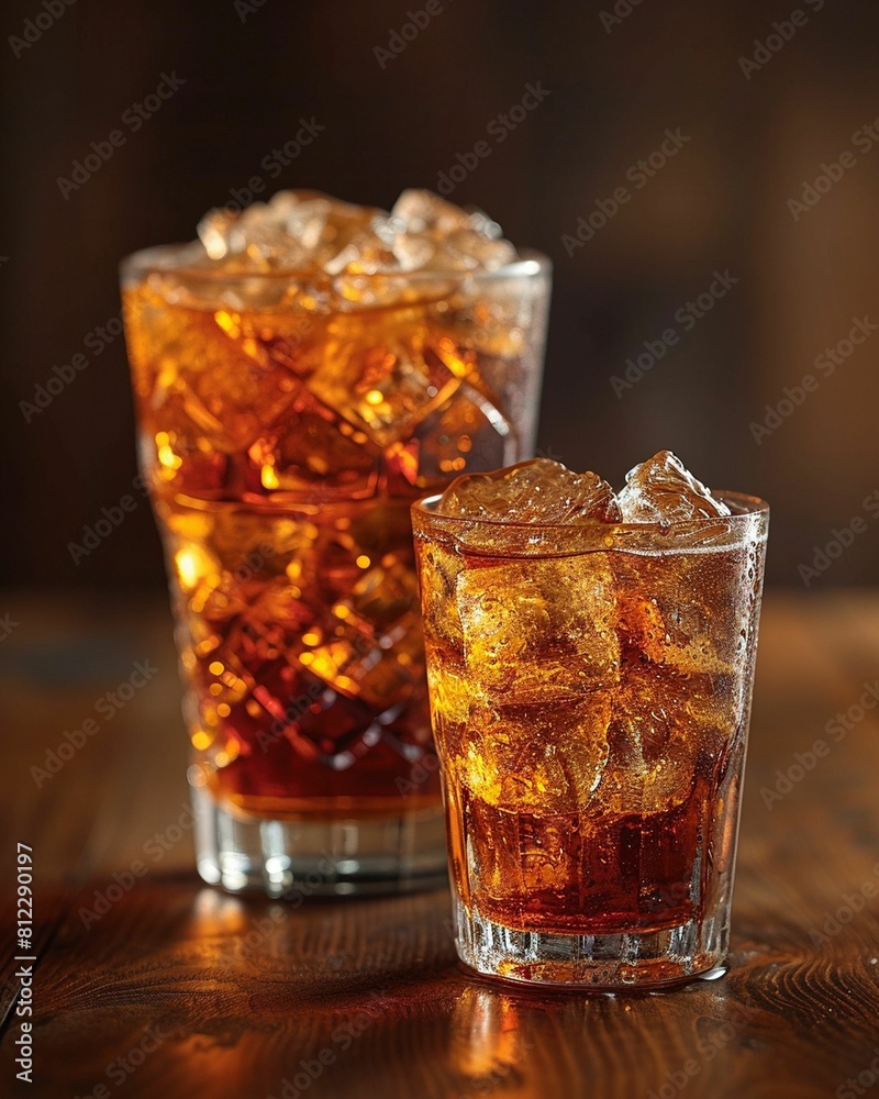 Two Glasses of Ice Tea on a Wooden Table