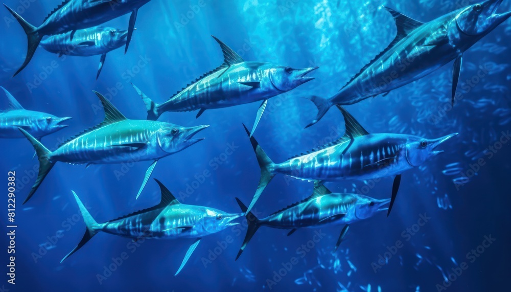 Giant Marlin fish in the ocean, beautiful view of marlin fish in the blue ocean Giant Marlin fish in the ocean, beautiful view of marlin fish in the blue ocean