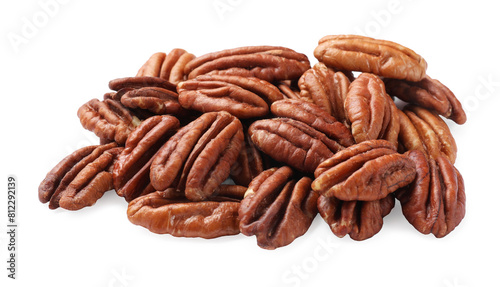 Pile of tasty pecan nuts isolated on white