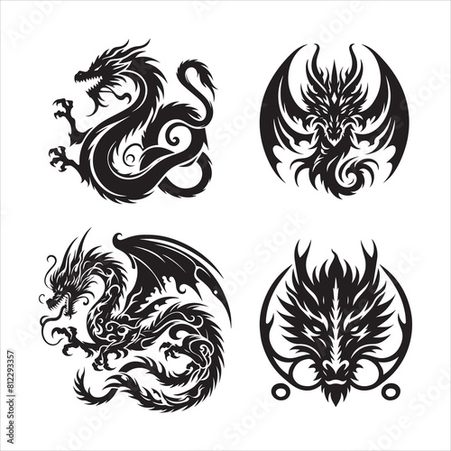 dragon silhouette vector icon graphic logo ai generated design