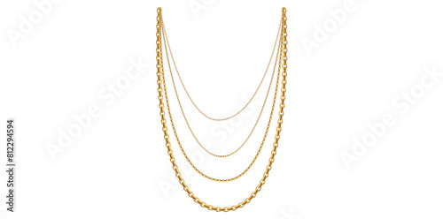 Multilayer Trendy Elegant Sparkle Gold Necklace Vector Illustration.