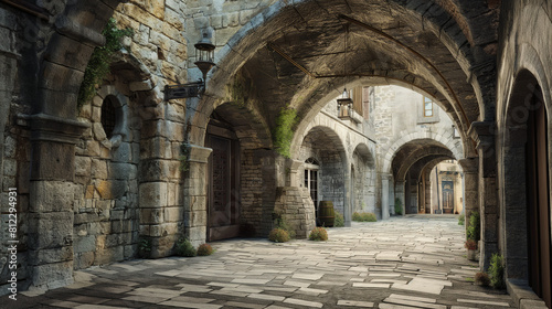Ancient Stone Arches in a Historic European City  Timeless Architectural Wonders  Perfect for Exploring the Rich History and Cultural Heritage of Old Europe