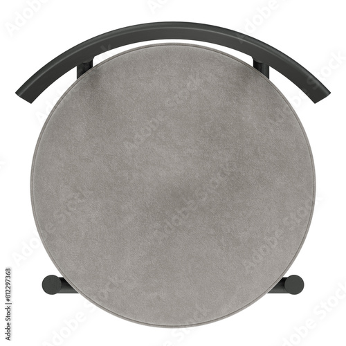 top view of bar stool with backrest, isolated on transparent background