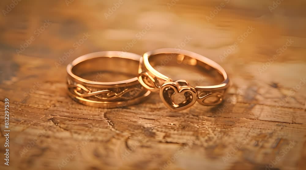 wedding rings on a wooden table wedding rings on a wooden table