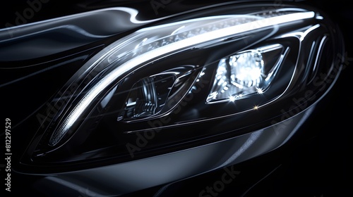 Modern car headlight close-up scene (3D Illustration) © sungedi