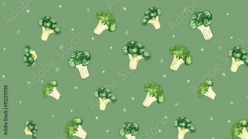 Broccoli on a green background