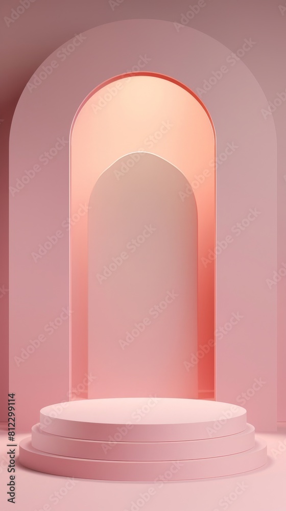 A minimalist modern circular platform. Podium Pedestal for Product Presentation. Display Podium. A minimalist modern circular platform. Podium Pedestal for Product Presentation. Display Podium.