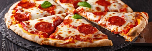 pepperoni pizza overhead photo photo