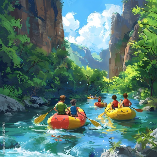 Peaceful Rafting Experience: Blue Waters and Natural Beauty
