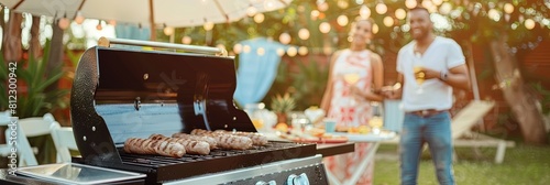 Summer barbeque concept with meat on the grill