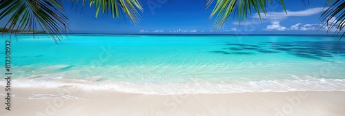 summer vacation concept with idyllic sandy beach photo