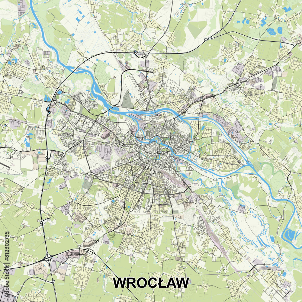 Wrocław, Poland map poster art Wrocław, Poland map poster art