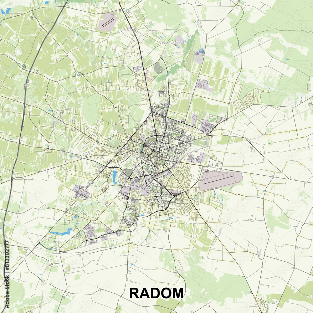Radom, Poland map poster art
