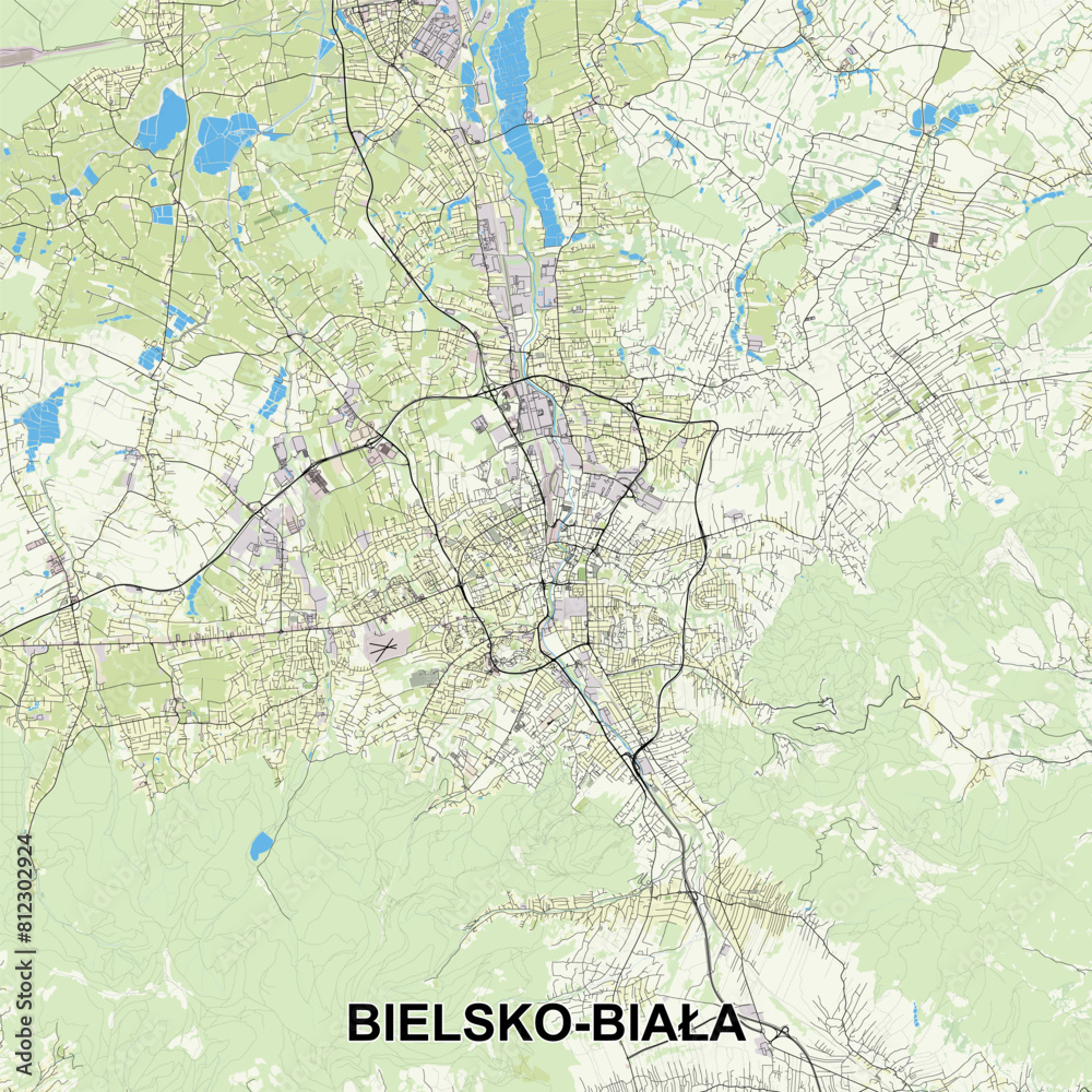 Bielsko-Biała, Poland map poster art