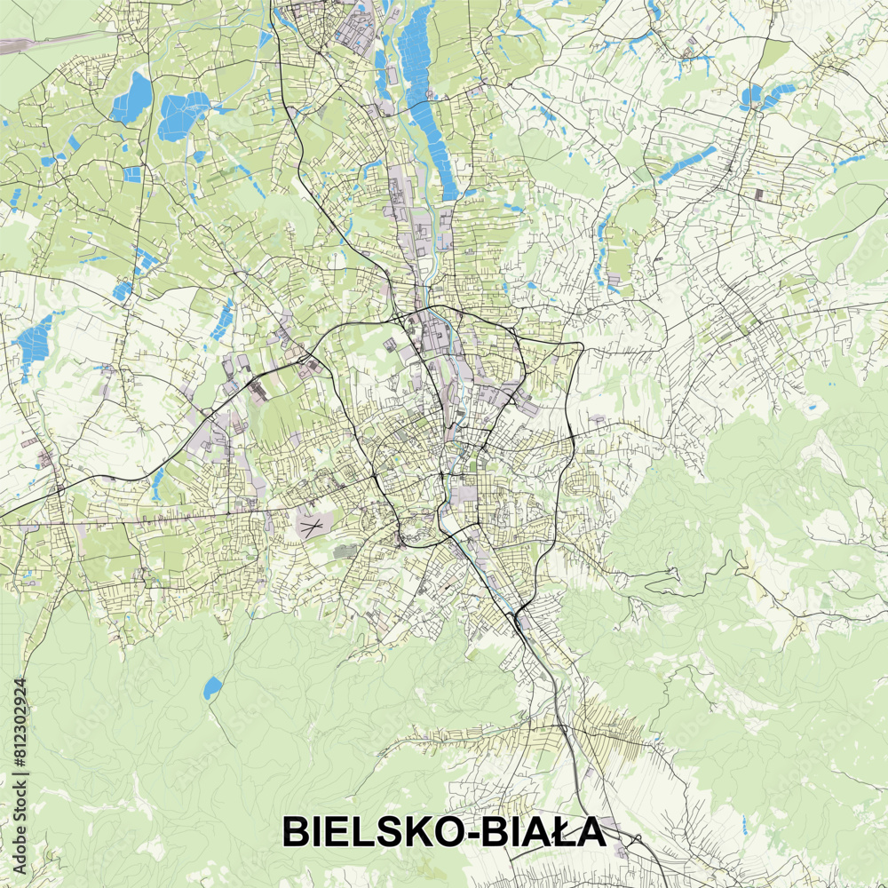 Fototapeta premium Bielsko-Biała, Poland map poster art