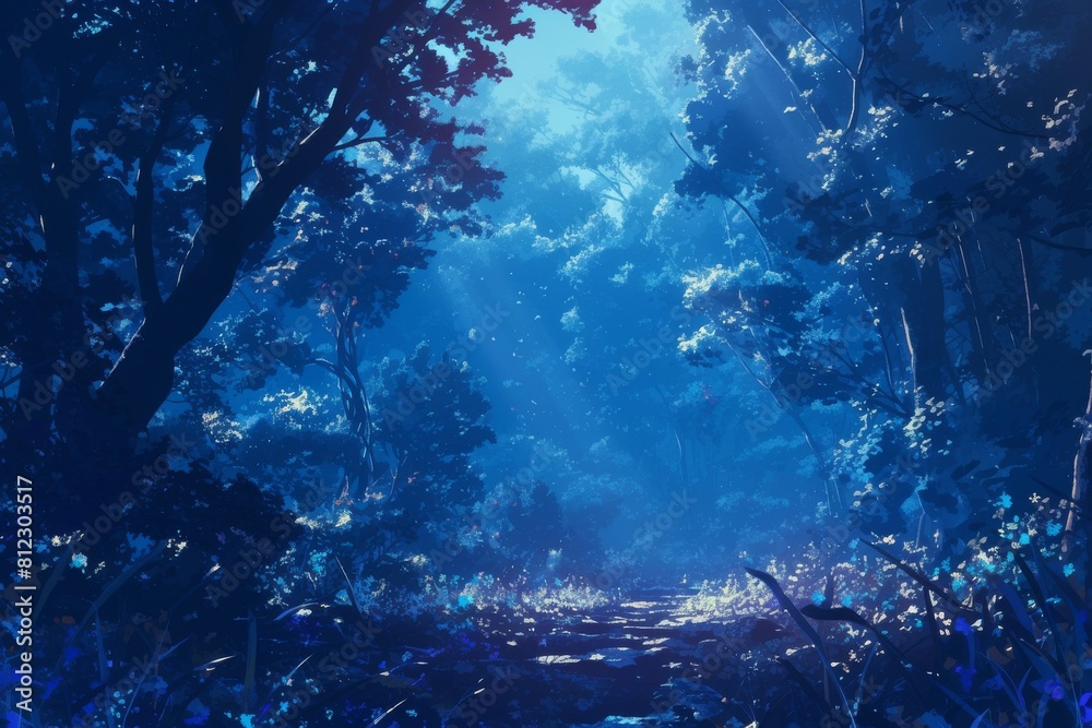 Obraz premium moonlit forest illustration with a sense of nostalgia and longing