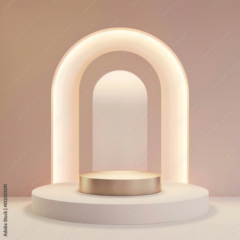 Empty podium for product presentation.