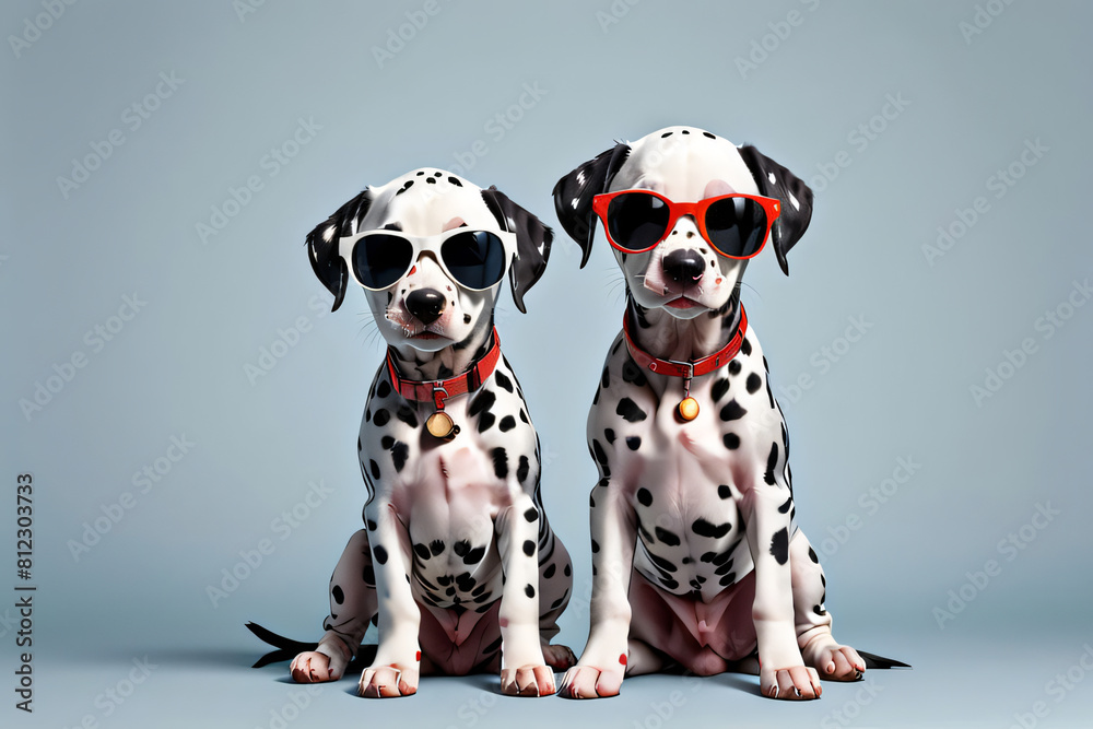 Dalmatian dog puppy with sunglass shade glasses Dalmatian dog puppy with sunglass shade glasses