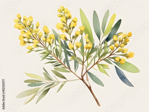  Acacia Flower Watercolor Plant Nature Art