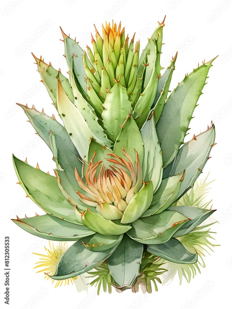 Aloe Watercolor Plant Nature Art Aloe Watercolor Plant Nature Art