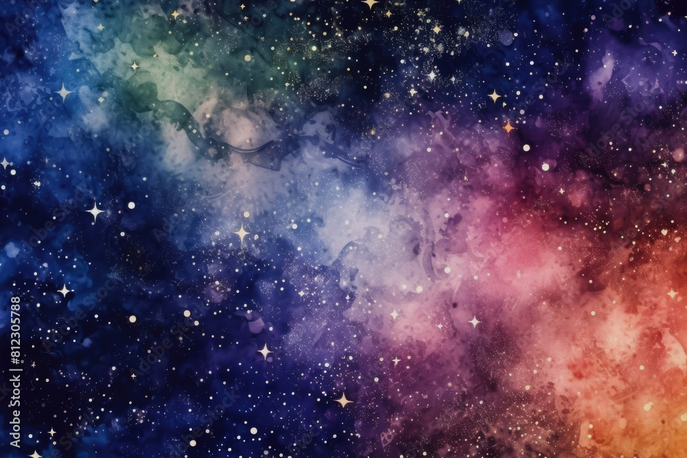 Starry night sky watecolor 