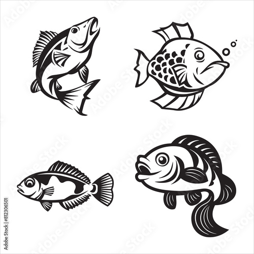 fish silhouette vector icon graphic logo ai generated design