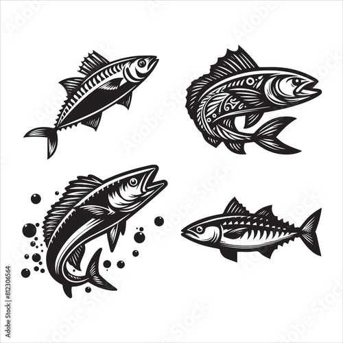 fish silhouette vector icon graphic logo ai generated design