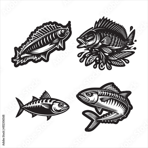 fish silhouette vector icon graphic logo ai generated design