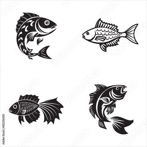 fish silhouette vector icon graphic logo ai generated design
