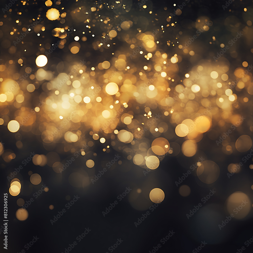Gold bokeh on black background. Festive Christmas background. Gold bokeh on black background. Festive Christmas background.