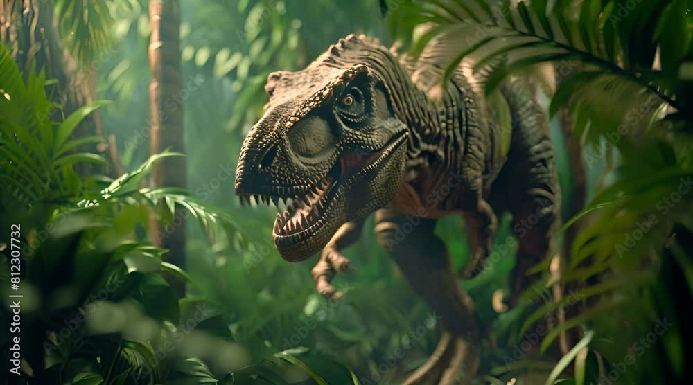 dinosaur t rex in the forest