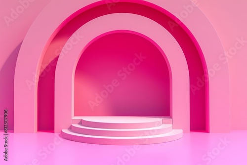 Creative fantasy podium of ethical business practices in solid color, banner best copy space