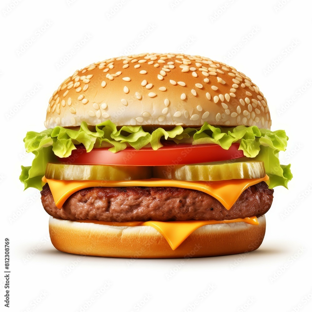 Highquality realistic vector image of an isolated hamburger, Ai Generated Highquality realistic vector image of an isolated hamburger, Ai Generated