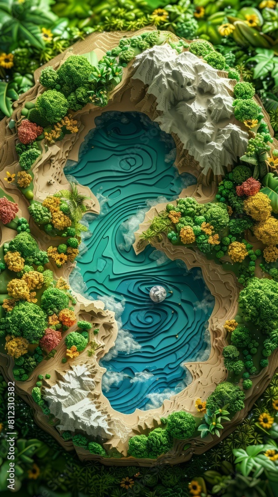 Obraz premium The photo shows a beautiful landscape with a river flowing through a valley