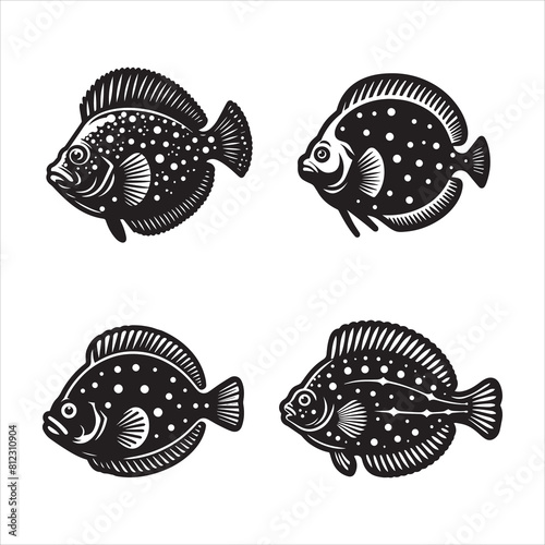 flounder silhouette vector icon graphic logo ai generated design