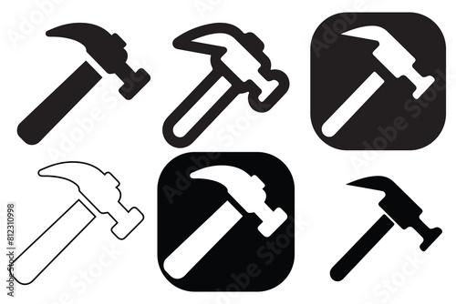 Set of hammer icon on white background