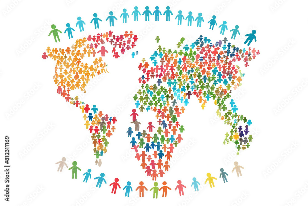 Fototapeta premium Symbolic World Population Day poster design, vector format isolated on white for easy use.