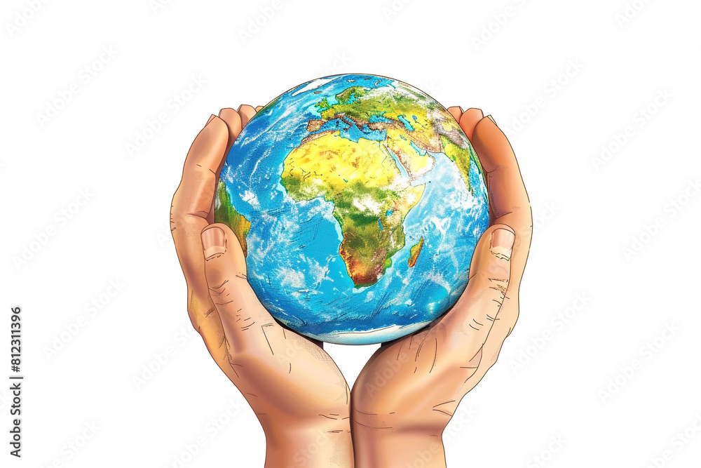 World Population Day vector design, hands holding a globe, presented on a white background. World Population Day vector design, hands holding a globe, presented on a white background.