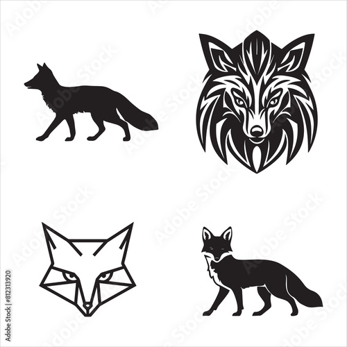 fox silhouette vector icon graphic logo ai generated design
