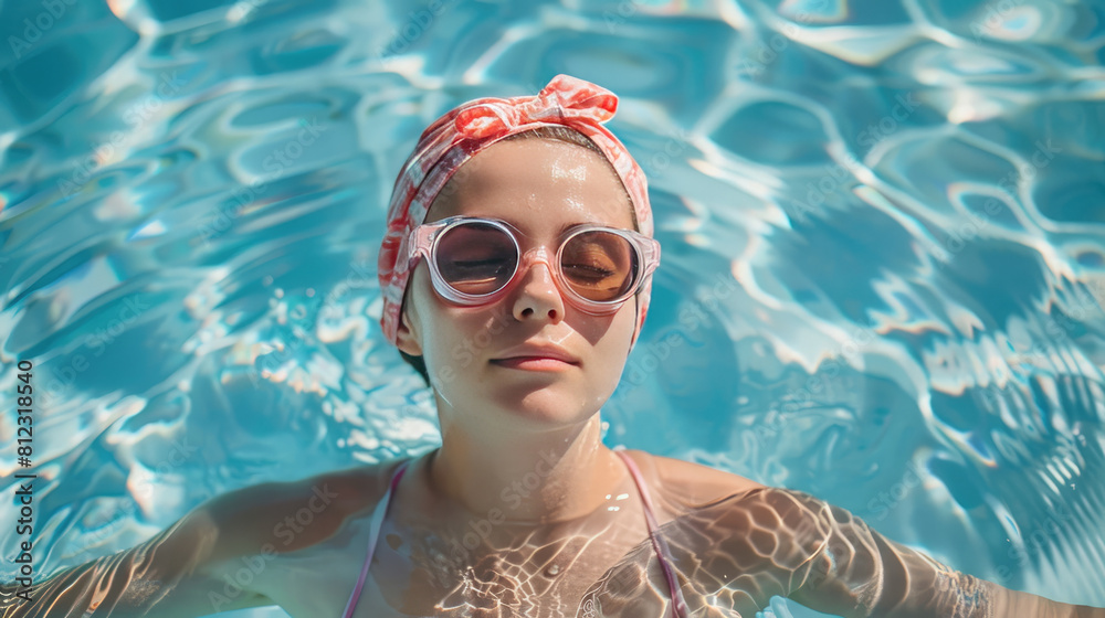 Naklejka premium Woman Engaging in Swimming for Physical Exercise and Wellness