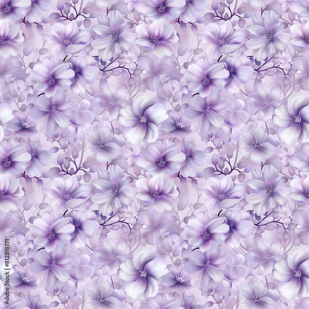 Floral purple color, form natural, seamless fabric pattern.