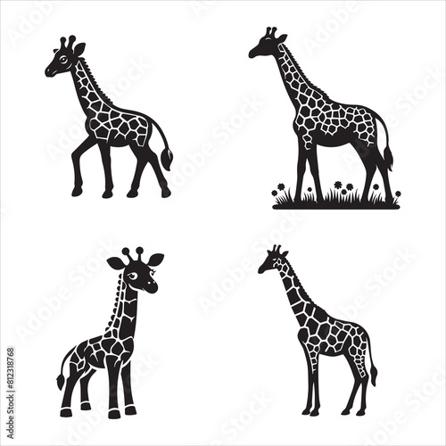 giraffe silhouette vector icon graphic logo ai generated design